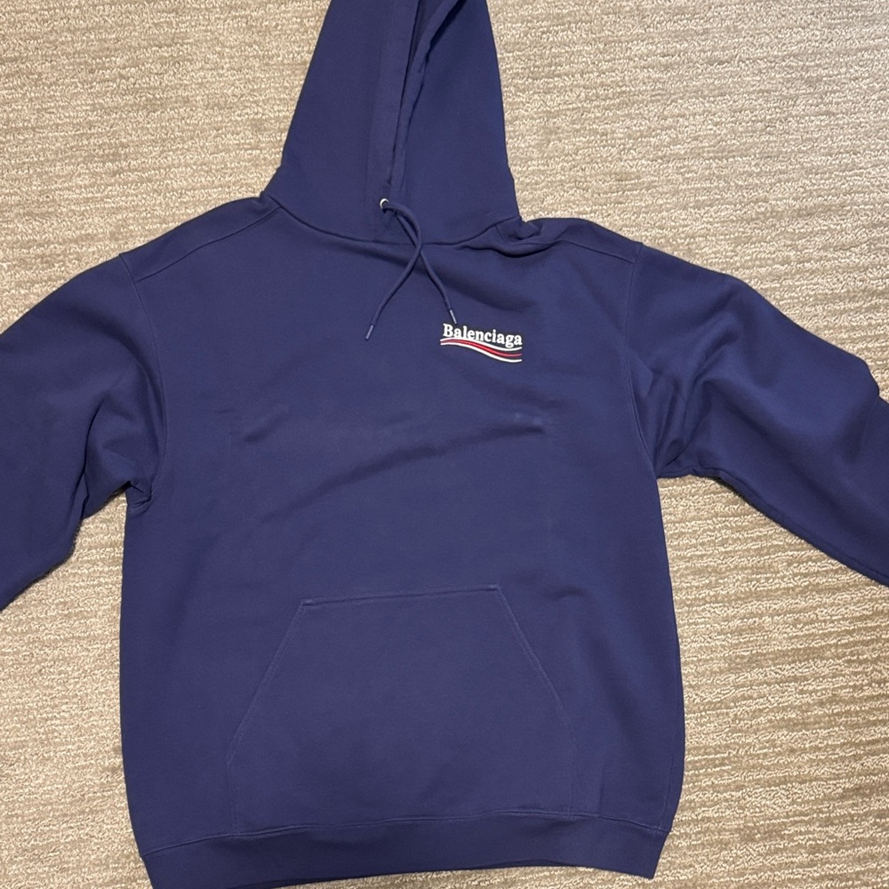 Balenciaga Men's Navy Hoodie Sweater